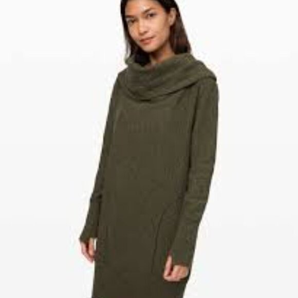 Lululemon Along the Way Dress Heathered Dark Olive M - Picture 10 of 11